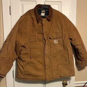 Carhartt Rugged Brown Workfield Jacket with Corduroy Collar